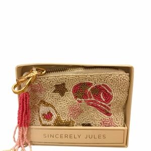 Sincerely Jules Pink and Gold Beaded Coin Purse with Cowboy Hat, Cowboy boot